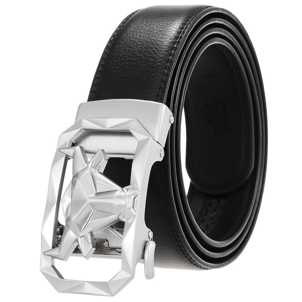 Fashion Men's Leather Belt Alloy Automatic Buckle - 𝓢𝓱𝓸𝓹𝓵𝓮𝓬𝔂