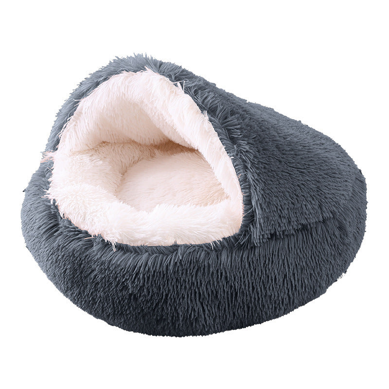 Deep Sleep Half-pack Semi-enclosed Dual-use Plush Round Pet Bed - 𝓢𝓱𝓸𝓹𝓵𝓮𝓬𝔂
