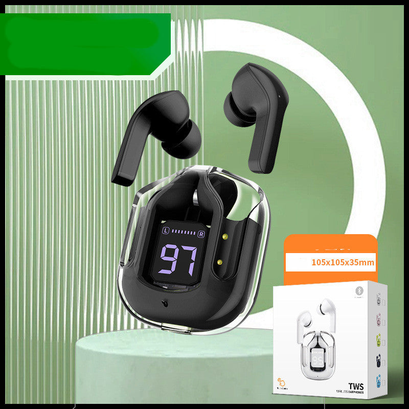 New Mini Transparent Wireless Bluetooth Headset Digital Display ENC Noise Reduction True Wireless Sports Music - 𝓢𝓱𝓸𝓹𝓵𝓮𝓬𝔂