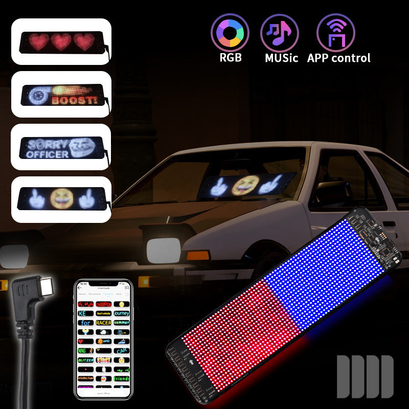 Programmable Car LED Sign LED Full-color Advertising Screen Ultra-thin Display Screen Custom Text Pattern Animation Display Car - 𝓢𝓱𝓸𝓹𝓵𝓮𝓬𝔂