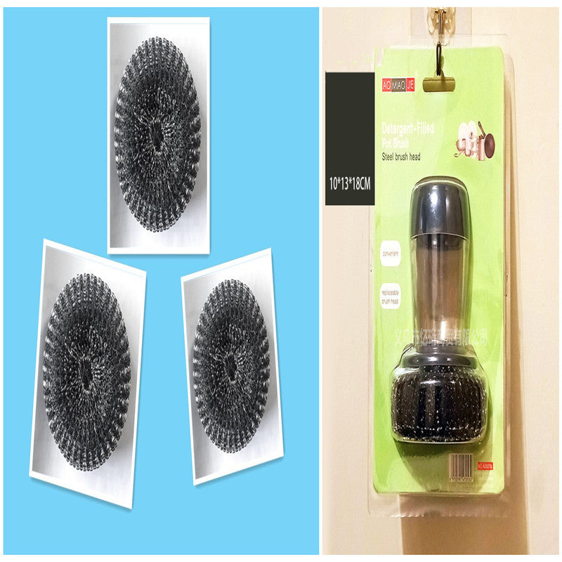 Kitchen Soap Dispensing Palm Brush Cleaner Push-type Brush Kitchen Detergent Tools - 𝓢𝓱𝓸𝓹𝓵𝓮𝓬𝔂