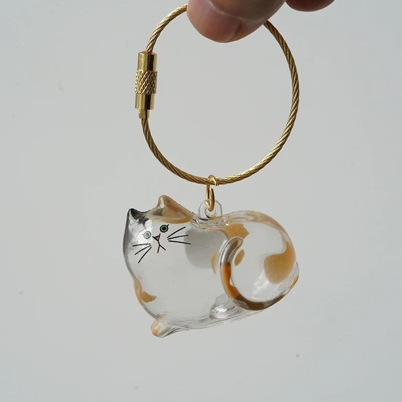 Transparent Cat Hair Storage Box Pendant Keychain Ornaments