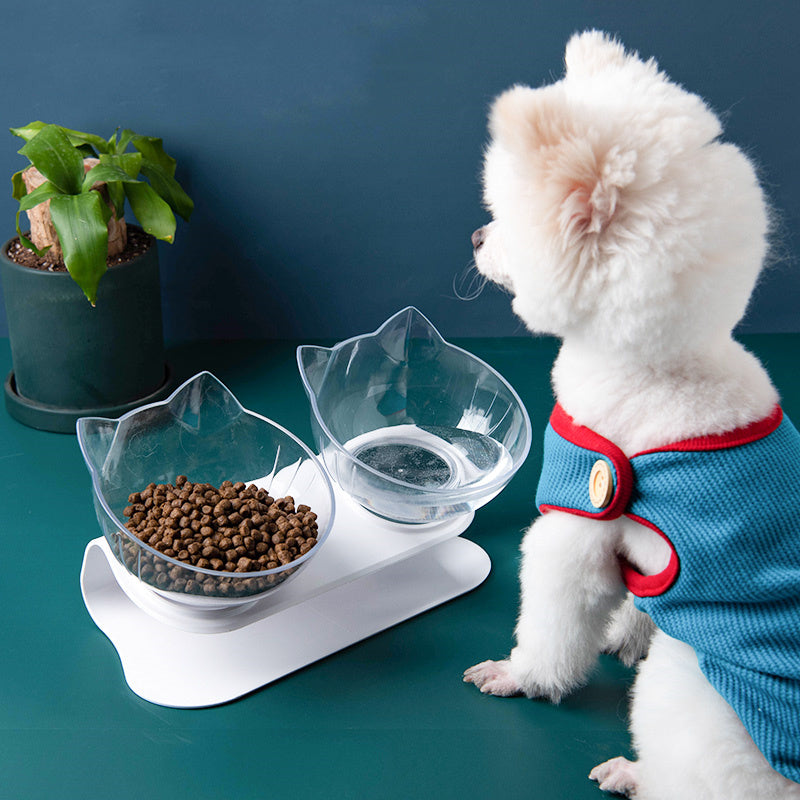 New Inclined Food Cat Ear Oblique Mouth Transparent Single Pet Bowl - 𝓢𝓱𝓸𝓹𝓵𝓮𝓬𝔂