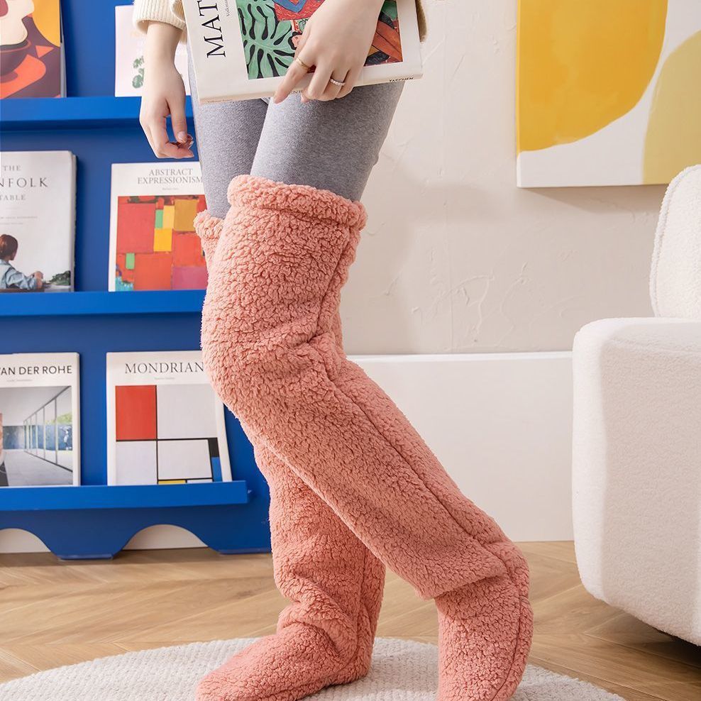 Over Knee High Fuzzy Long Socks Winter Warm Cold Leg Knee Joint Cold-proof Stockings Home Floor Sleeping Socks - 𝓢𝓱𝓸𝓹𝓵𝓮𝓬𝔂