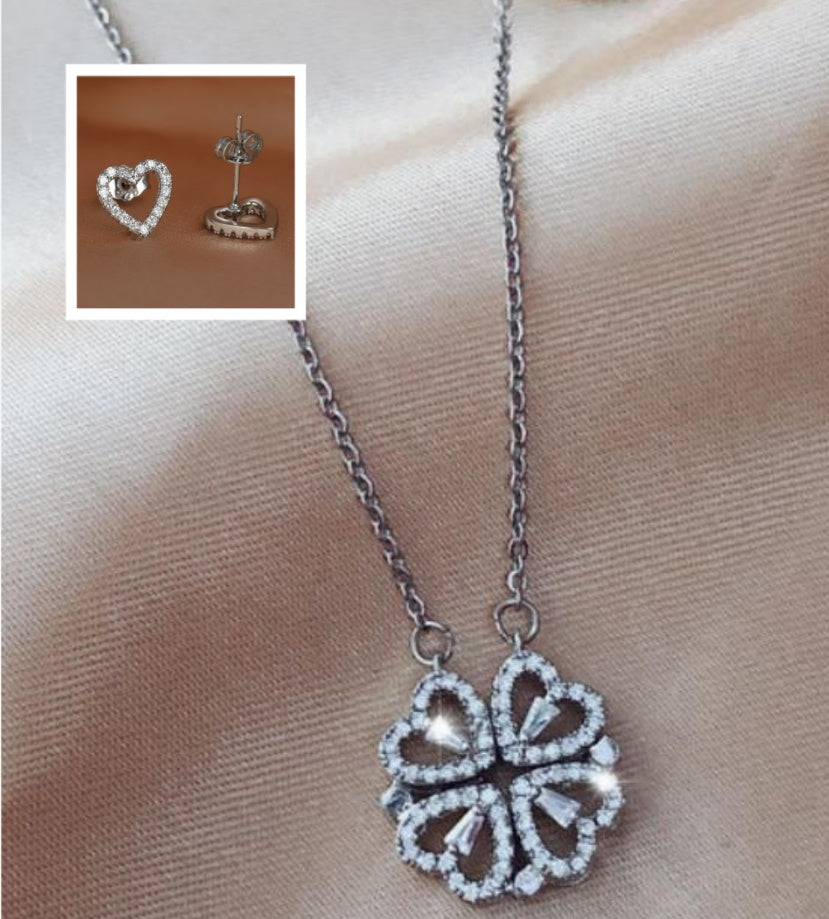 Explosive Style Detachable Deformed Four-leaf Clover Necklace For Women A Multi-wearing Zircon Small Love Short Clavicle Chain - 𝓢𝓱𝓸𝓹𝓵𝓮𝓬𝔂