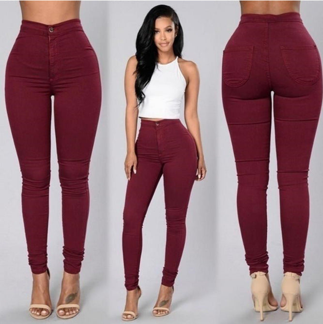 Casual Pants For Women High Waist Stretch Slim Trouser Skinny Candy Color Jeans - 𝓢𝓱𝓸𝓹𝓵𝓮𝓬𝔂