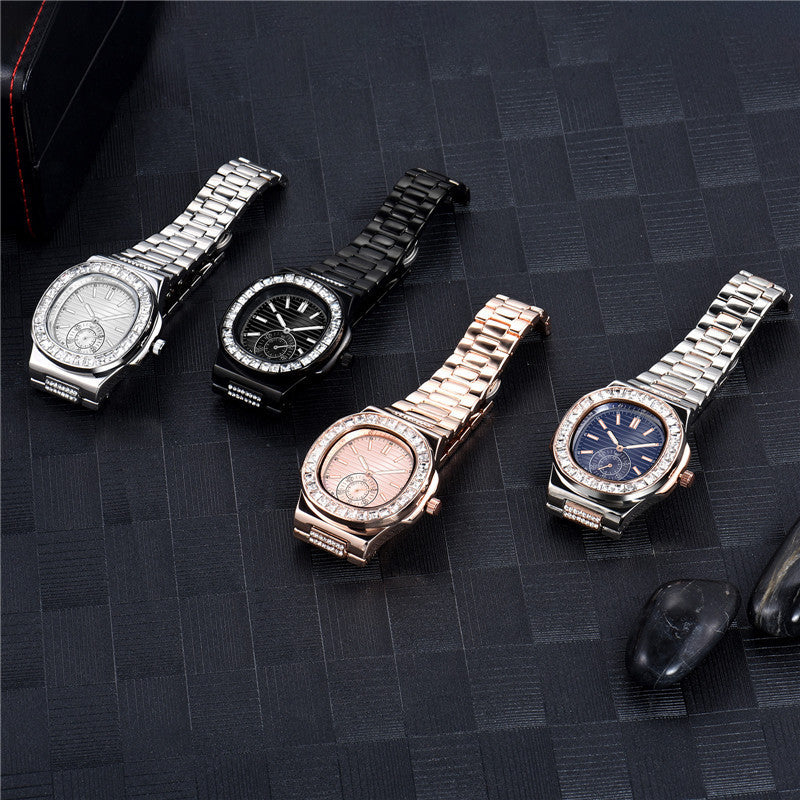Mens Fashion Alloy Band Diamond Gifts Watches - 𝓢𝓱𝓸𝓹𝓵𝓮𝓬𝔂