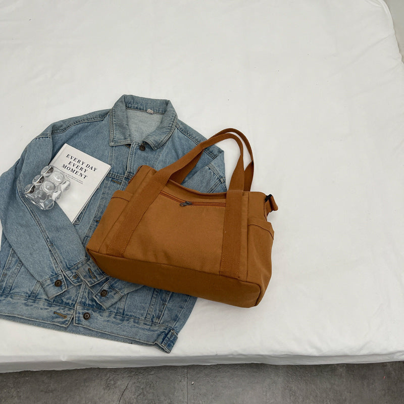 Large Capacity Shoulder Canvas Solid Color Bag For Women - 𝓢𝓱𝓸𝓹𝓵𝓮𝓬𝔂