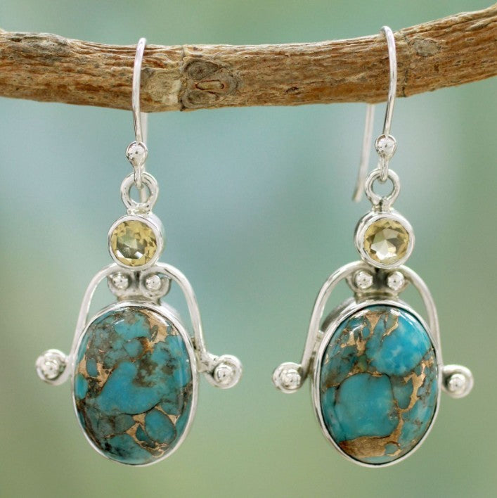 Turquoise Rhinestone Earrings European And American - 𝓢𝓱𝓸𝓹𝓵𝓮𝓬𝔂