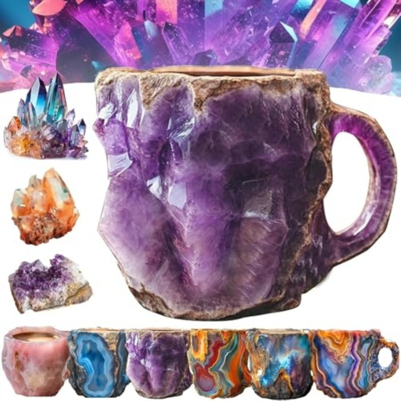 400ml Resin Mineral Crystal Coffee Mugs With Handles Elegant Fake Mineral Crystal Cup For Workplace Home Decor Christmas Gift Kitchen Gadgets - 𝓢𝓱𝓸𝓹𝓵𝓮𝓬𝔂