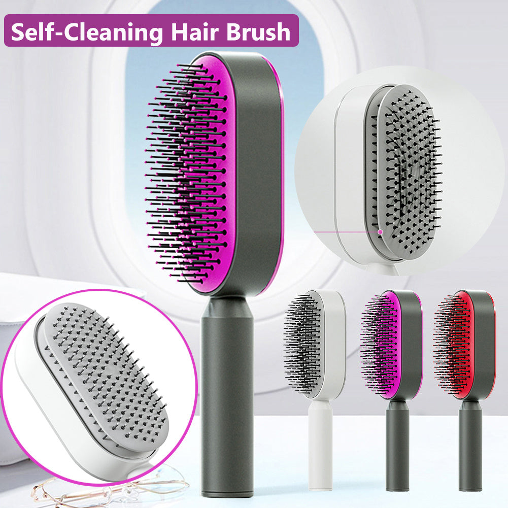 Self Cleaning Hair Brush For Women One-key Cleaning Hair Loss Airbag Massage Scalp Comb Anti-Static Hairbrush - 𝓢𝓱𝓸𝓹𝓵𝓮𝓬𝔂