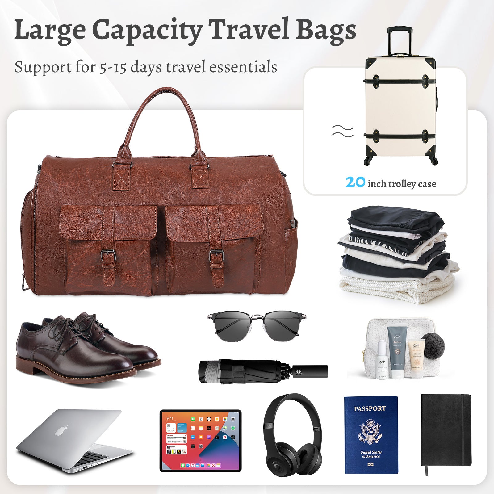 Large Capacity Men's Leather Suit Storage Bag - 𝓢𝓱𝓸𝓹𝓵𝓮𝓬𝔂