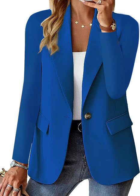 Polyester Autumn Long Sleeve Solid Color Cardigan Small Suit Jacket For Women - 𝓢𝓱𝓸𝓹𝓵𝓮𝓬𝔂