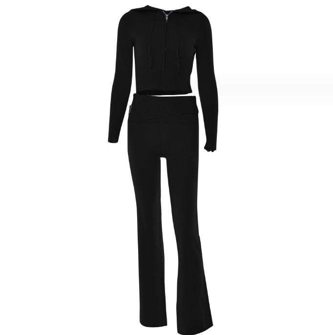 Hoodie Suit Women Leisure Sexy Zip Long Sleeve Sweater And High Waist Long Pants Set - 𝓢𝓱𝓸𝓹𝓵𝓮𝓬𝔂