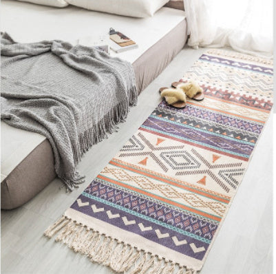 Hand Woven Cotton Linen Bohemian Rug Long Geometric Floor Accessory Living Room Home Decor - 𝓢𝓱𝓸𝓹𝓵𝓮𝓬𝔂