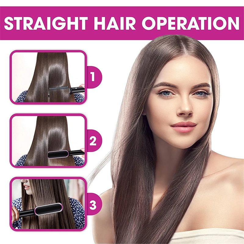New 2 In 1 Hair Straightener Hot Comb Negative Ion Curling Tong Dual-purpose Electric Hair Brush - 𝓢𝓱𝓸𝓹𝓵𝓮𝓬𝔂