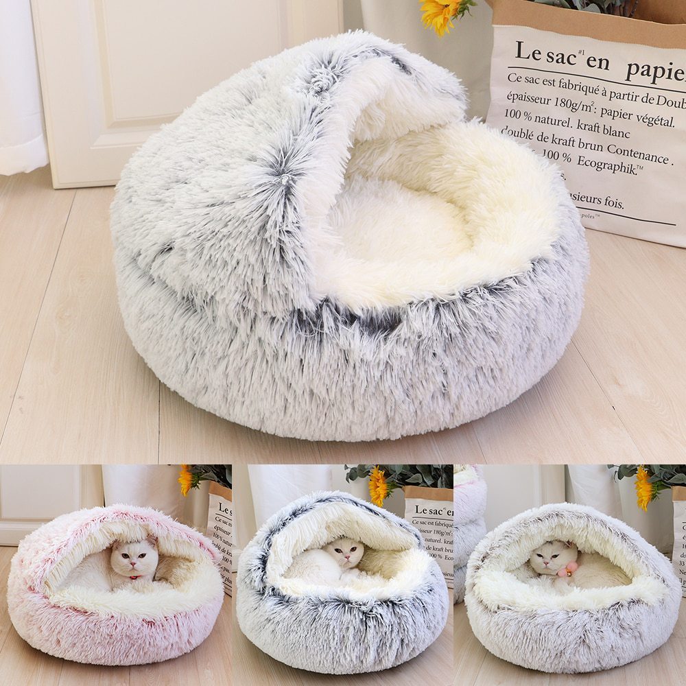 Deep Sleep Half-pack Semi-enclosed Dual-use Plush Round Pet Bed - 𝓢𝓱𝓸𝓹𝓵𝓮𝓬𝔂