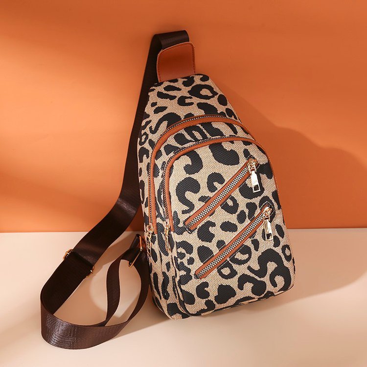 Leopard Print Sling Chest Bag With Headphone Jack Crossbody Backpack Shoulder Bag Women - 𝓢𝓱𝓸𝓹𝓵𝓮𝓬𝔂