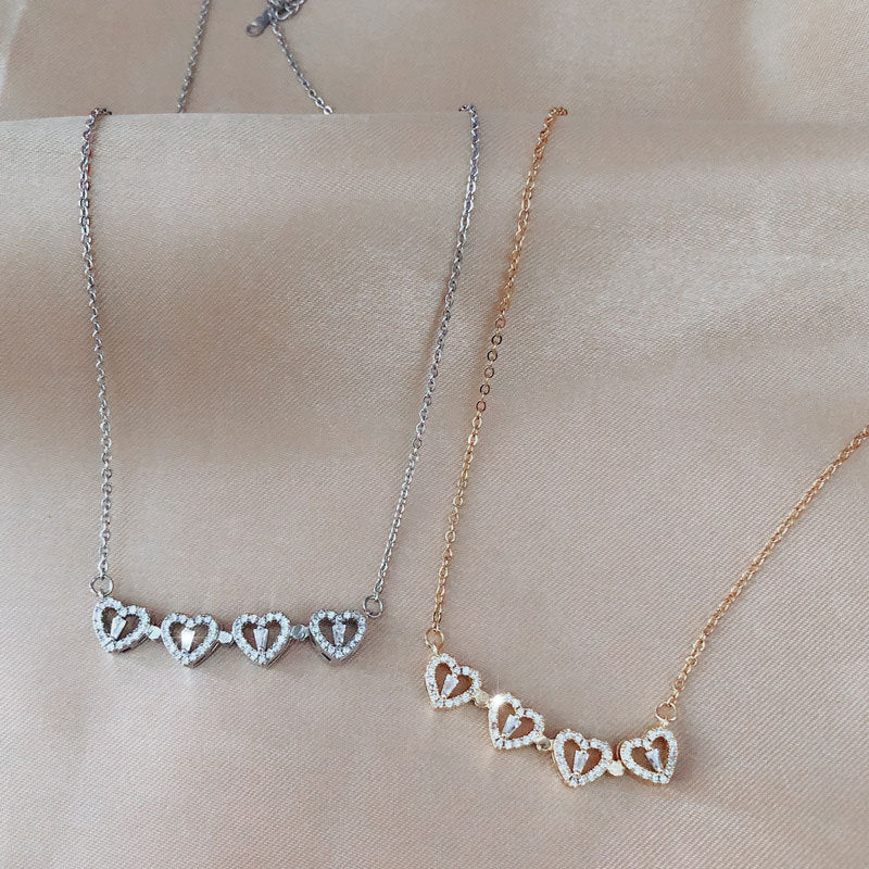 Explosive Style Detachable Deformed Four-leaf Clover Necklace For Women A Multi-wearing Zircon Small Love Short Clavicle Chain - 𝓢𝓱𝓸𝓹𝓵𝓮𝓬𝔂
