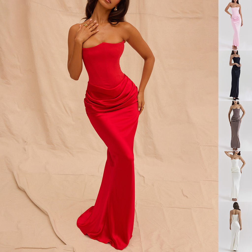 Slim Tube Top Long Dress Sexy Fashion Bandeau Backless Party Evening Dresses For Women Clothing - 𝓢𝓱𝓸𝓹𝓵𝓮𝓬𝔂