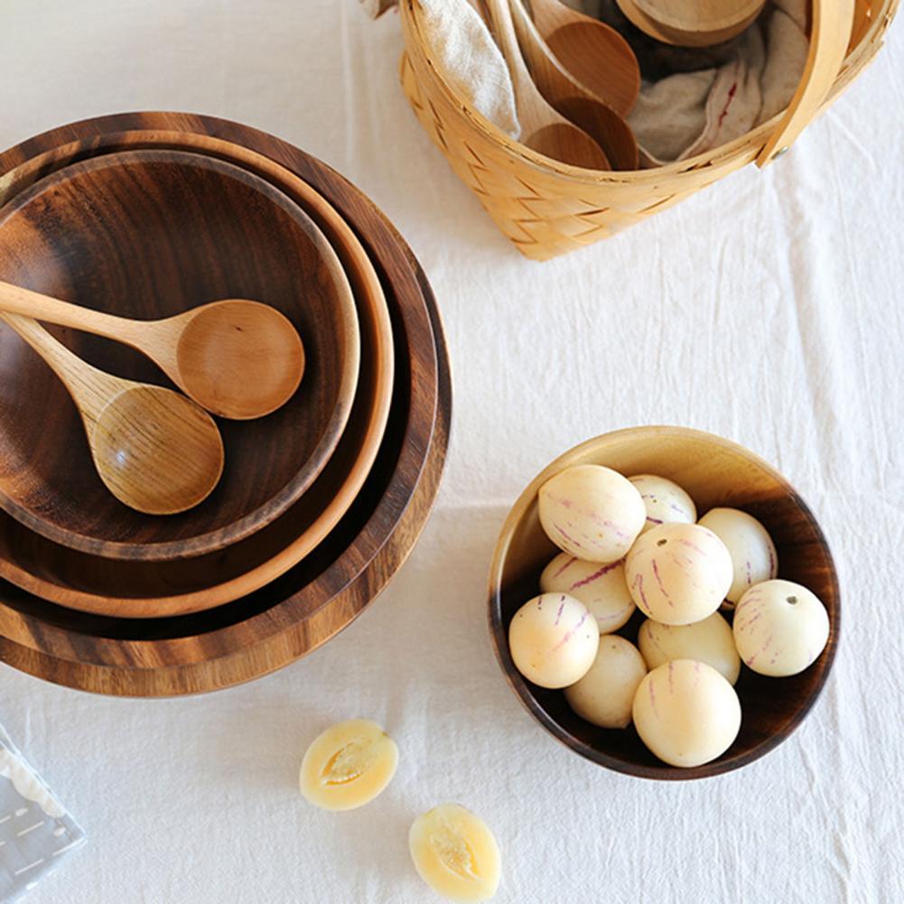 Kitchen Natural Wooden Bowl Household Fruit Bowl Salad Bowl For Home Restaurant Food Container Wooden Utensils Note The Size Hot - 𝓢𝓱𝓸𝓹𝓵𝓮𝓬𝔂