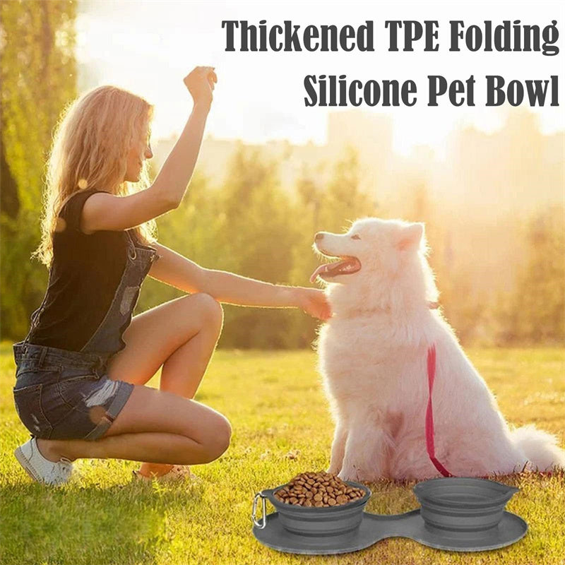 Rubber Foldable Double Bowl Pet Feeding Bowl Pets Supplies Dog Cat Bowls - 𝓢𝓱𝓸𝓹𝓵𝓮𝓬𝔂