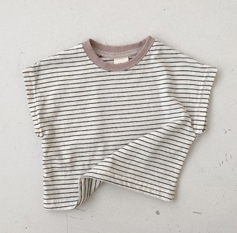 Korean Style Baby Casual Striped Short-sleeved T-shirt - 𝓢𝓱𝓸𝓹𝓵𝓮𝓬𝔂
