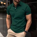 Summer Short Sleeve Polo Shirt Men Solid Color Button Lapel Button Top - 𝓢𝓱𝓸𝓹𝓵𝓮𝓬𝔂