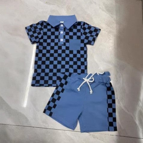 Boys' Checkered Lapel Shorts Suit - 𝓢𝓱𝓸𝓹𝓵𝓮𝓬𝔂