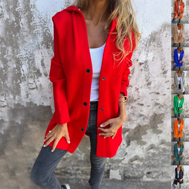 Casual Hooded Single-Breasted Cardigan Fashion Loose Solid Color Jacket Spring And Autumn Women's Clothing - 𝓢𝓱𝓸𝓹𝓵𝓮𝓬𝔂
