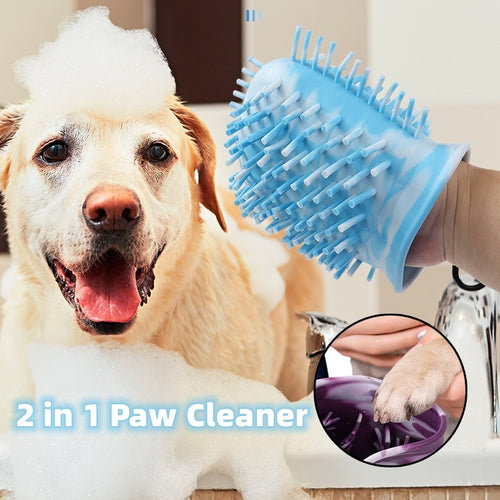 2 In 1 Dog Paw Cleaner Cup Soft Pet Dog Foot Cleaning Washer Brush Cup Portable Pet Foot Washer Paw Clean Brush Foot Cleaning Bucket Pet Products - 𝓢𝓱𝓸𝓹𝓵𝓮𝓬𝔂