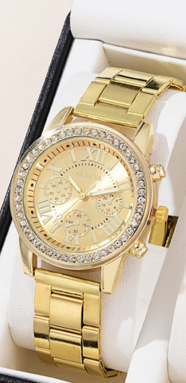 Women's Three-eye Quartz Diamond-embedded Watch - 𝓢𝓱𝓸𝓹𝓵𝓮𝓬𝔂