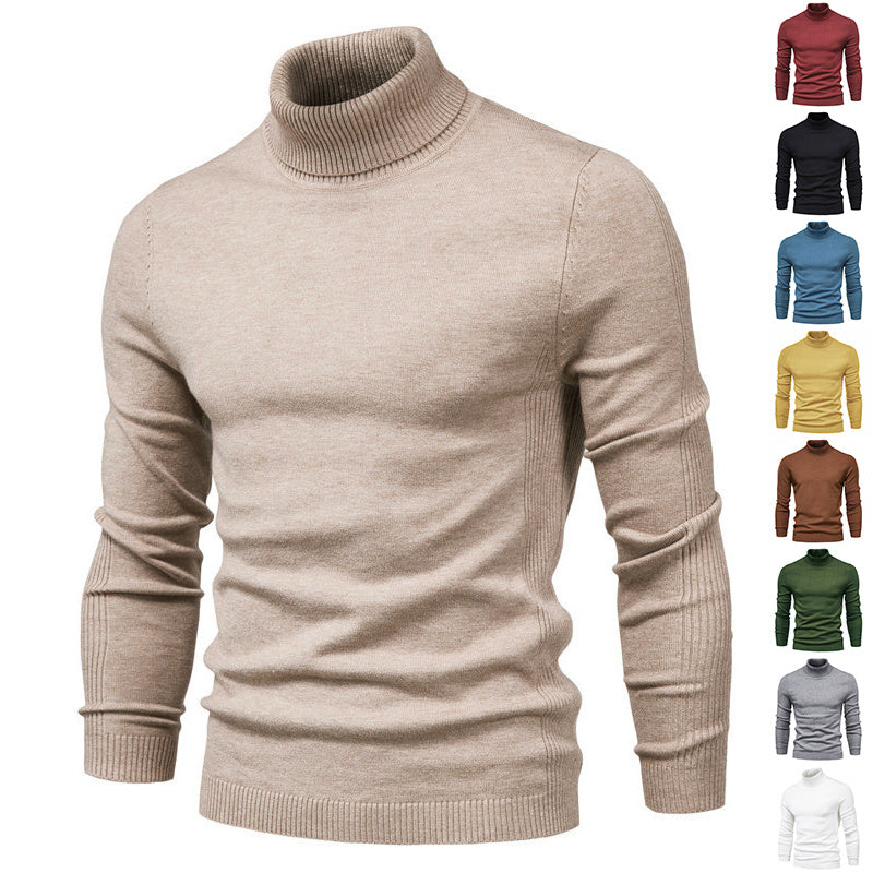 Men's Solid Color Slim Pullover Turtleneck Sweater Winter Casual Tops Clothing - 𝓢𝓱𝓸𝓹𝓵𝓮𝓬𝔂