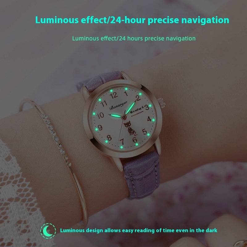 Women's Luminous Quartz Watch With Simple Waterproof Belt - 𝓢𝓱𝓸𝓹𝓵𝓮𝓬𝔂