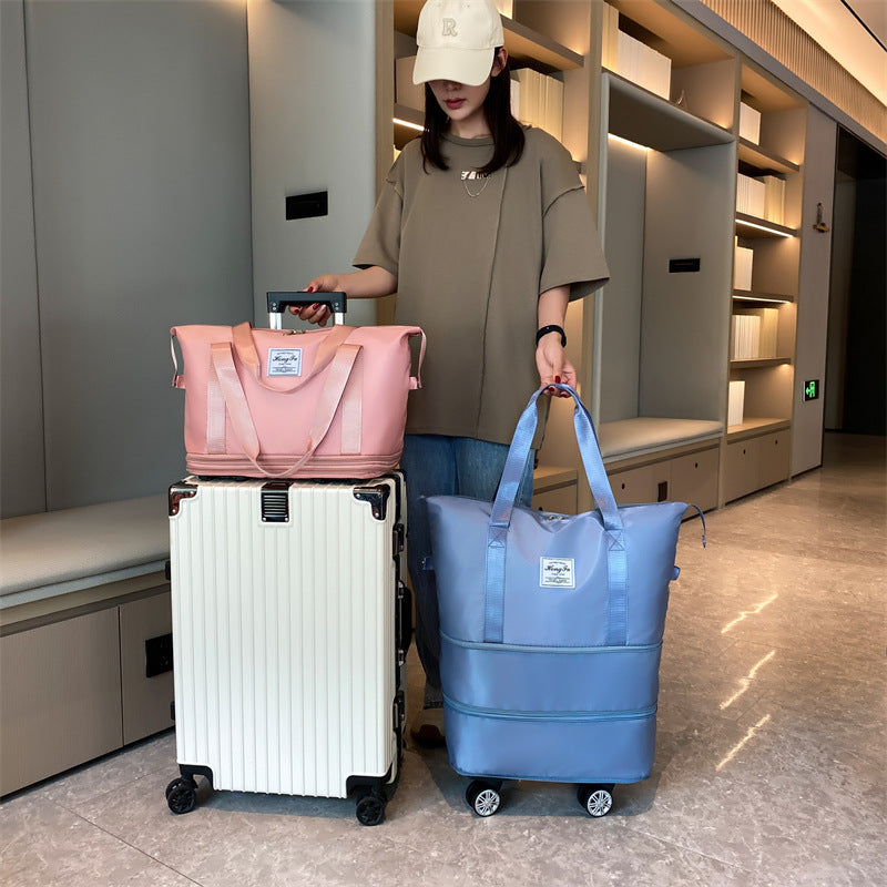 New Universal Wheel Travel Bag With Double-layer Dry And Wet Separation Fitness Yoga Shoulser Bags Sports Fitness Large Capacity Handbag Women - 𝓢𝓱𝓸𝓹𝓵𝓮𝓬𝔂