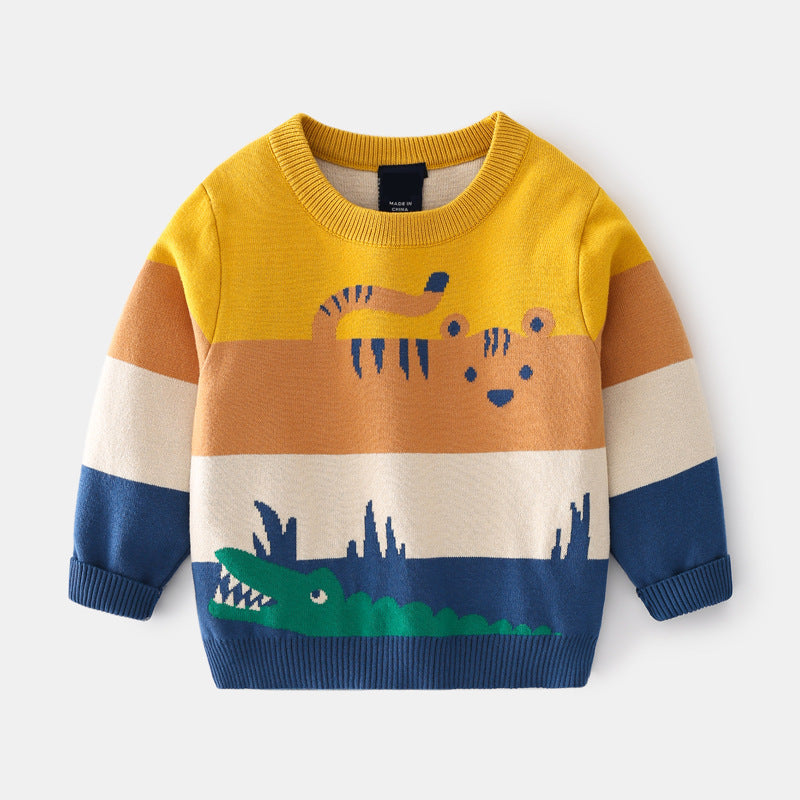 Abstract Cartoon Jacquard Double Layer Sweater For Boys - 𝓢𝓱𝓸𝓹𝓵𝓮𝓬𝔂