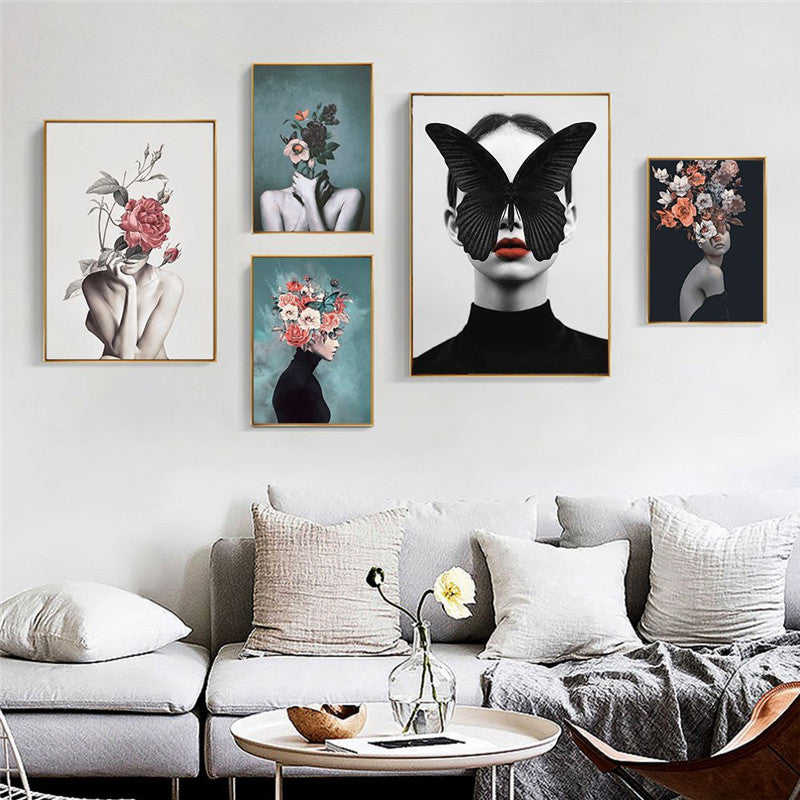 Modern Living Room Home Decor Painting Abstract Floral Character Art Canvas Poster - 𝓢𝓱𝓸𝓹𝓵𝓮𝓬𝔂