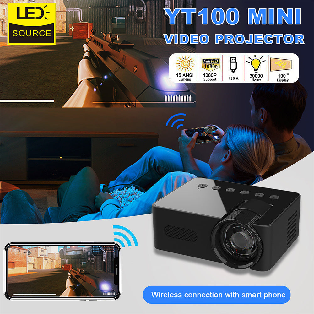 YT100 Home Mini Portable Mini Projector HD Home Wireless Mini Phone Projection 