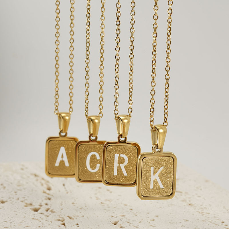 Alphabet Necklace 26 Letters Hollow Out Square 18K Necklace Fashion Jewelry - 𝓢𝓱𝓸𝓹𝓵𝓮𝓬𝔂