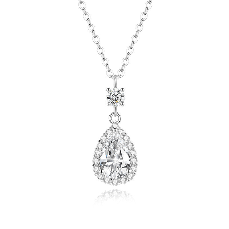 S925 Sterling Silver With Shiny Diamond Water Drop Necklace For Women Light Luxury - 𝓢𝓱𝓸𝓹𝓵𝓮𝓬𝔂