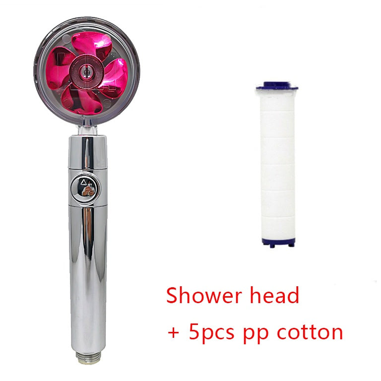Shower Head Water Saving Flow 360 Degrees Rotating With Small Fan ABS Rain High Pressure Spray Nozzle Bathroom Accessories - 𝓢𝓱𝓸𝓹𝓵𝓮𝓬𝔂