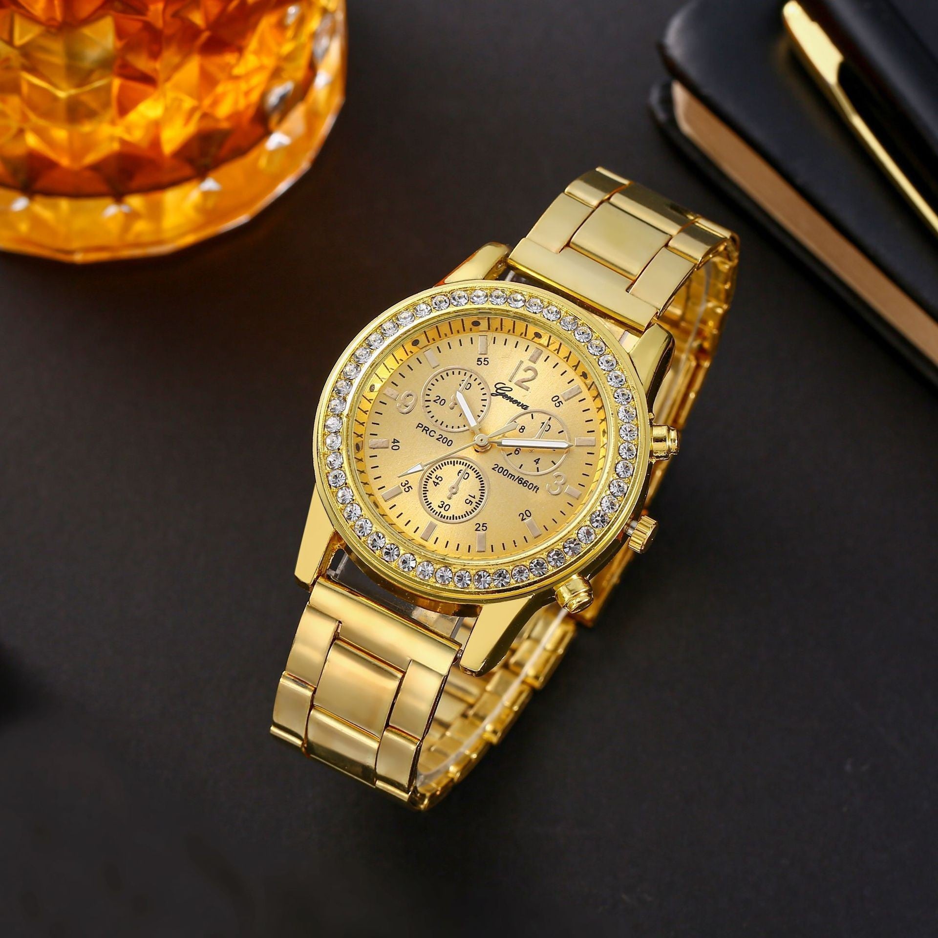 Geneva Steel Belt Gold Quartz Watch - 𝓢𝓱𝓸𝓹𝓵𝓮𝓬𝔂