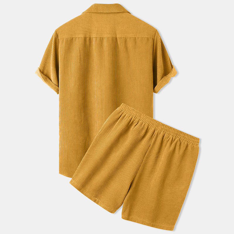 Corduroy Short Sleeve Suit Two Piece - 𝓢𝓱𝓸𝓹𝓵𝓮𝓬𝔂
