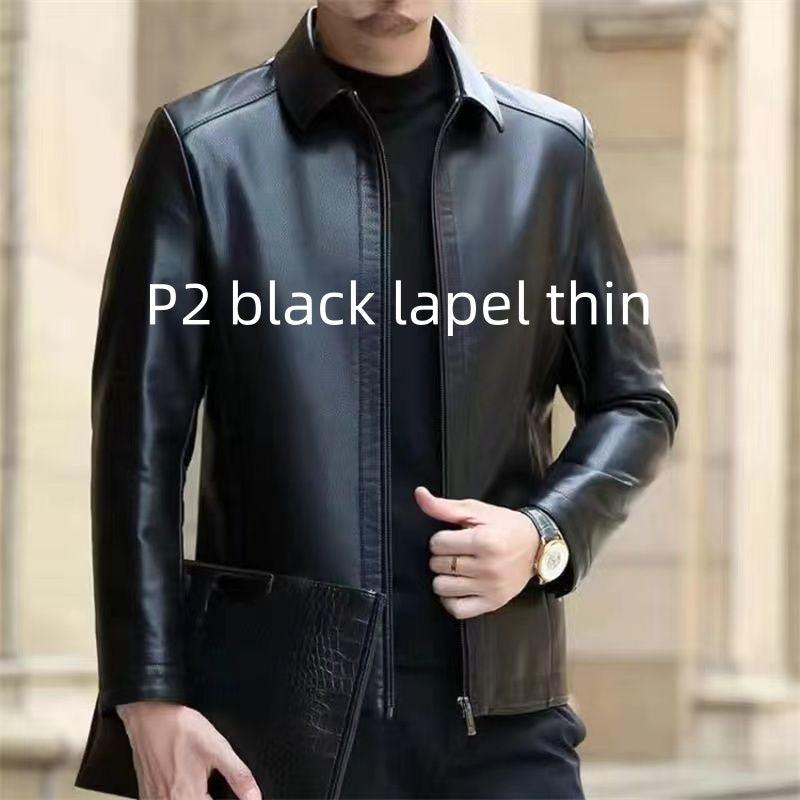 Leather Jacket For Middle-aged Men Leather Clothing With Stand Collar Men Fleece-lined - 𝓢𝓱𝓸𝓹𝓵𝓮𝓬𝔂