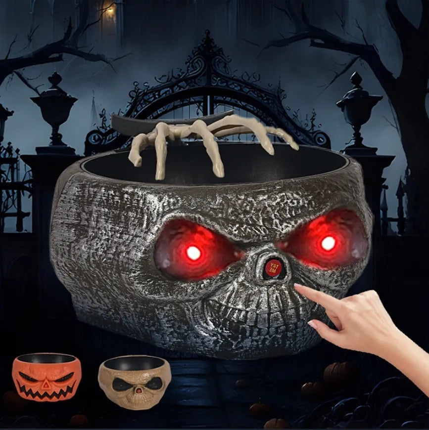 Halloween Candy Bowl Plastic Pumpkin Bowl With Motion Activated Hand, Halloween Serving Dishes Battery Operated Halloween Pumpkins Bowl For Trick-or-Treaters Party - 𝓢𝓱𝓸𝓹𝓵𝓮𝓬𝔂