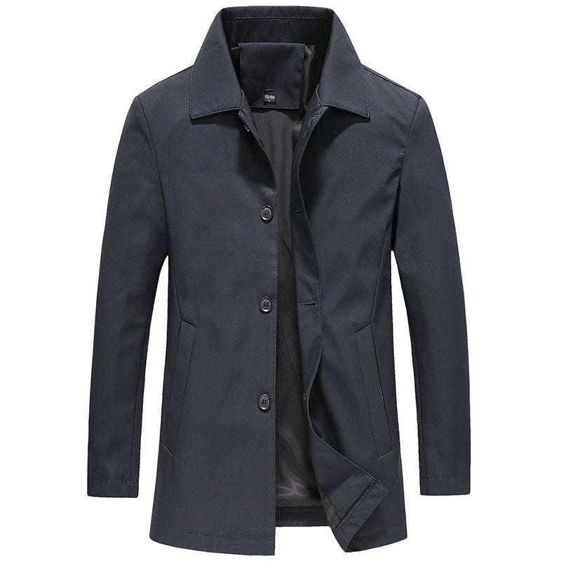 Fall Winter Men Polo Collar Solid Color Business Jacket Short Button Lightweight Coat - 𝓢𝓱𝓸𝓹𝓵𝓮𝓬𝔂