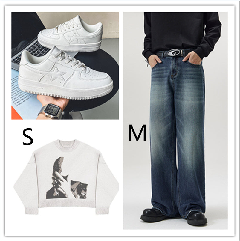 Thick Soled White Casual Sneakers For Men - 𝓢𝓱𝓸𝓹𝓵𝓮𝓬𝔂