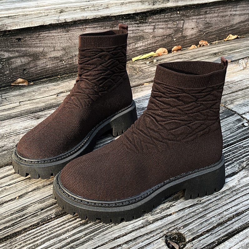 Women's Thick Heel Solid Color Casual And Comfortable Martin Boots - 𝓢𝓱𝓸𝓹𝓵𝓮𝓬𝔂