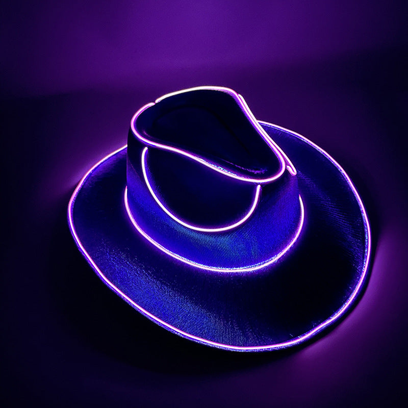 Halloween Carnival Party LED Wireless Fluorescent Colorful Cowboy Flashing Hat - 𝓢𝓱𝓸𝓹𝓵𝓮𝓬𝔂