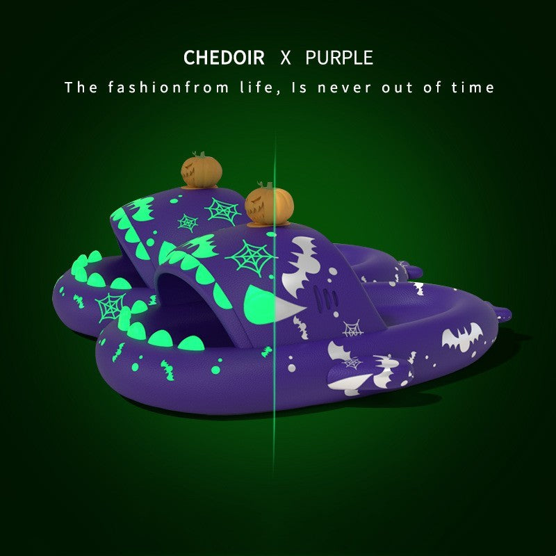 Halloween And Christmas Shoes Ins Luminous Shark Slippers Couple Men Women House Shoes Non-slip Bathroom Slippers Home - 𝓢𝓱𝓸𝓹𝓵𝓮𝓬𝔂